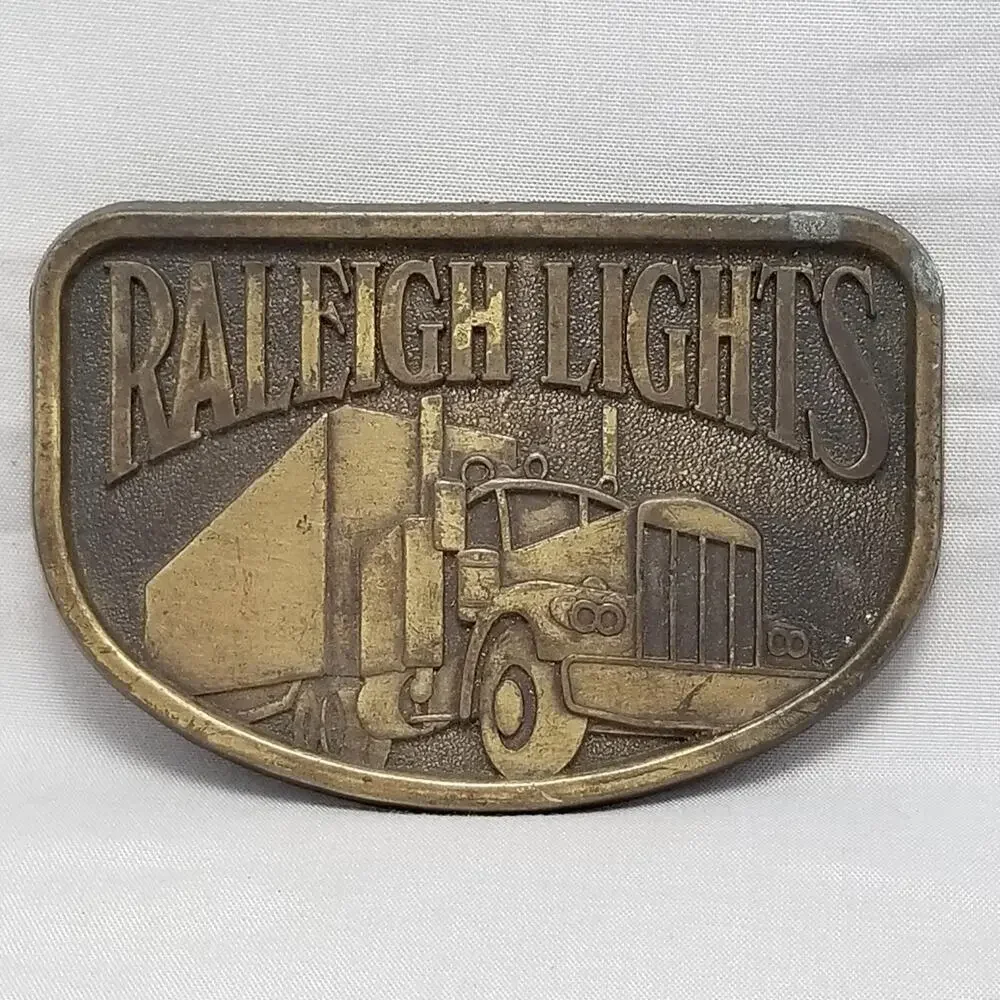 Belt Buckle Raleigh Lights Trucking Big Rig 18-Wheeler Tractor Trailer USA Made‎